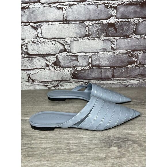 Charles Keith Blue Leather Pointed Toe Flats Mules Shoes Women Sz 38EU/7.5M US - Picture 14 of 16